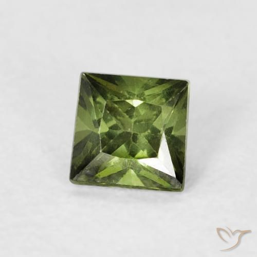 Zafiro Medium Dark-Green natural de 0.38 ct, Cuadrado, VS