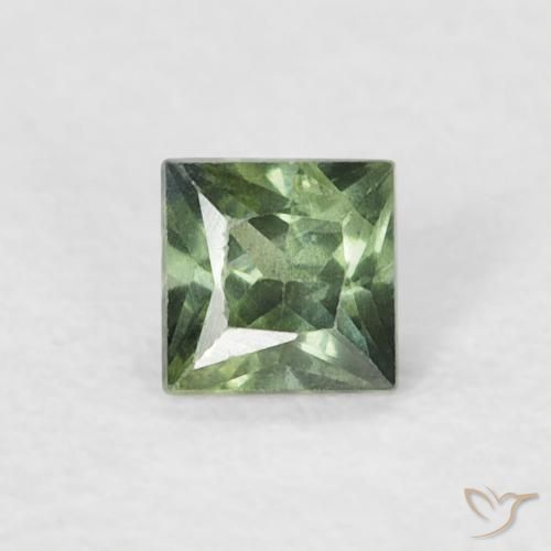 0.21ct Natural Verde bosque claro Zafiro, Cuadrado, VS