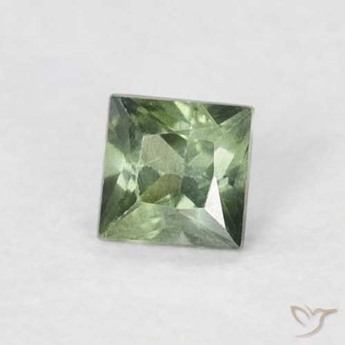 Zafiro Verde bosque claro natural de 0.21 ct, Cuadrado, VS