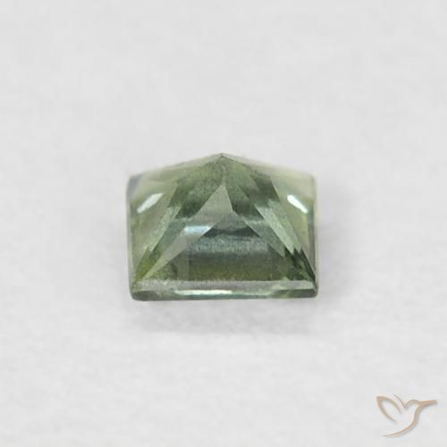 Zafiro Verde bosque claro natural de 0.21 ct, Cuadrado, VS