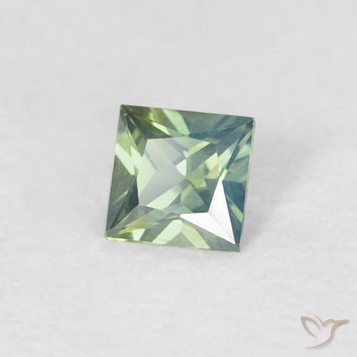 Zafiro Medium Light Green natural de 0.27 ct, Cuadrado, VVS-VS