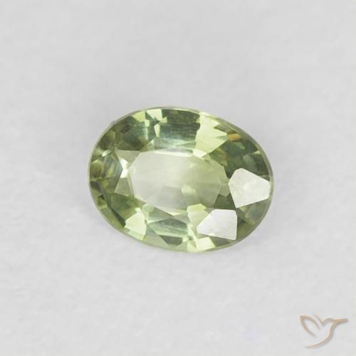 Zafiro Verde amarillento natural de 0.27 ct, Ovalada, VVS-VS