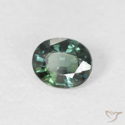 Zafiro Verde grisáceo natural de 0.31 ct, Ovalada, VVS-VS