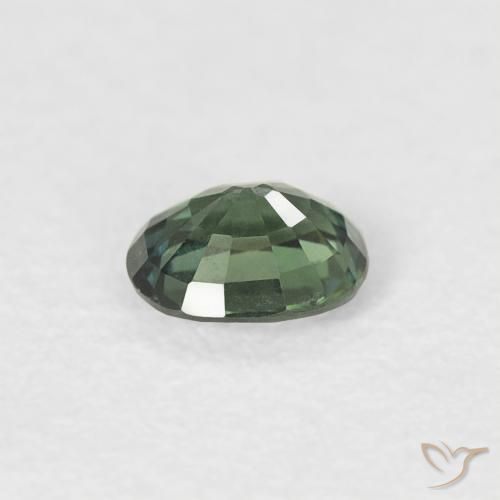 Zafiro Verde grisáceo natural de 0.31 ct, Ovalada, VVS-VS