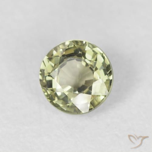 Zafiro Verde medio natural de 0.57 ct, Redondo, VVS-VS