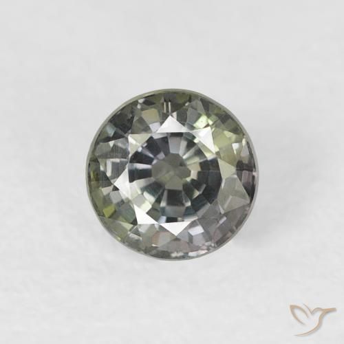 0.59ct Natural Verde grisáceo Zafiro, Redondo, VVS-VS