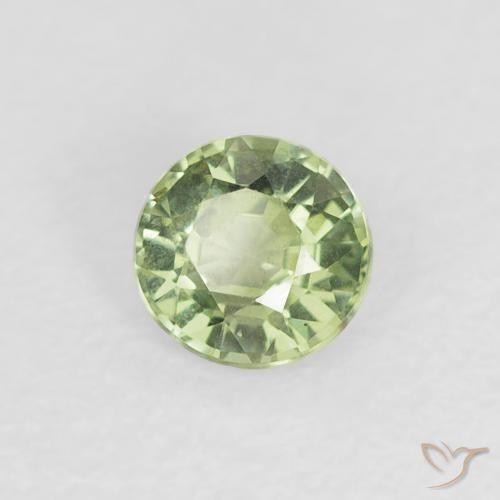 Zafiro Verde salvia muy claro natural de 0.41 ct, Redondo, VVS-VS