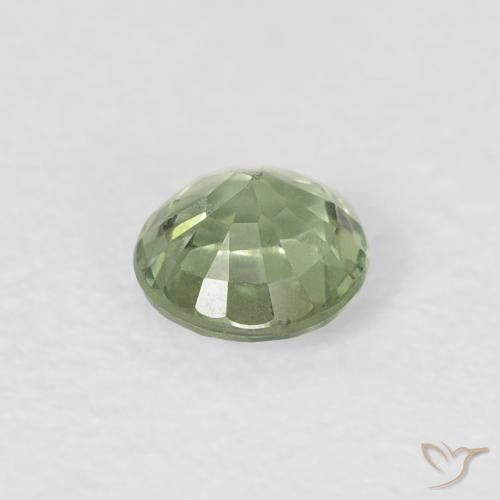 Zafiro Verde salvia muy claro natural de 0.41 ct, Redondo, VVS-VS