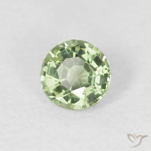 Zafiro Verde salvia claro natural de 0.42 ct, Redondo, VVS-VS