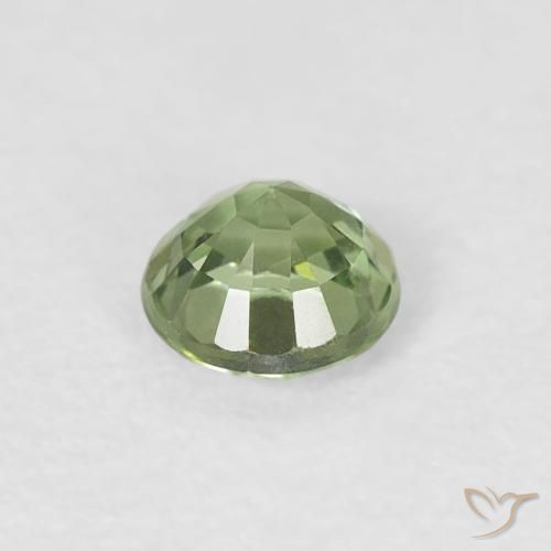 Zafiro Verde salvia claro natural de 0.42 ct, Redondo, VVS-VS