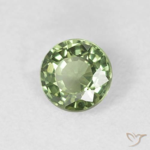 Zafiro Verde oscuro natural de 0.55 ct, Redondo, VVS-VS
