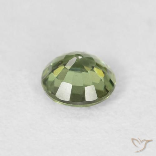 Zafiro Verde oscuro natural de 0.55 ct, Redondo, VVS-VS