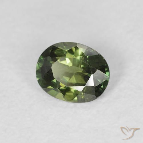 Zafiro Medium Light Green natural de 0.48 ct, Ovalada, VVS-VS