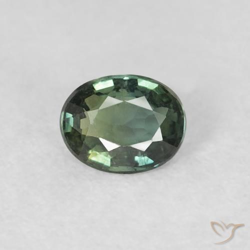 0.35ct Natural Verde grisáceo Zafiro, Ovalada, VVS-VS
