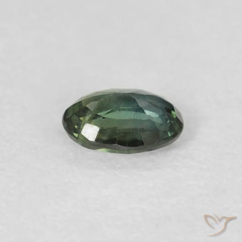Zafiro Verde grisáceo natural de 0.35 ct, Ovalada, VVS-VS