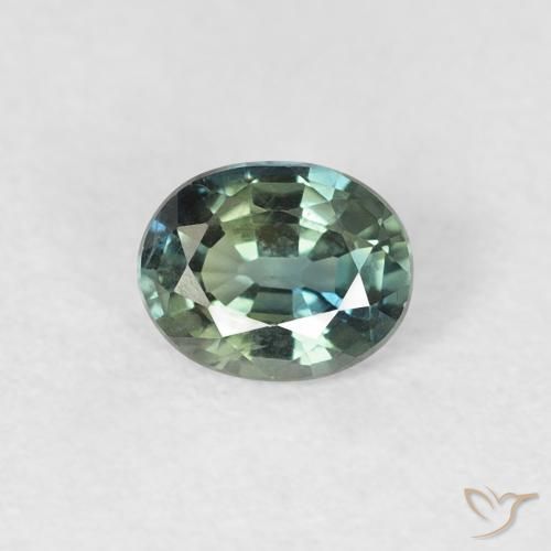 0.42ct Natural Verde-azul Zafiro, Ovalada, VVS-VS