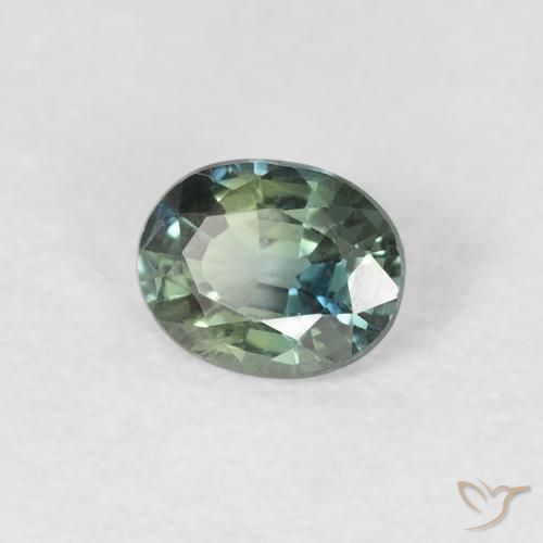 Zafiro Verde-azul natural de 0.42 ct, Ovalada, VVS-VS
