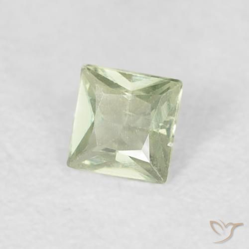 Zafiro Verde grisáceo natural de 0.14 ct, Cuadrado, VVS-VS