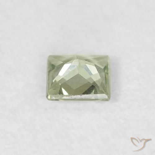 Zafiro Verde grisáceo natural de 0.14 ct, Cuadrado, VVS-VS