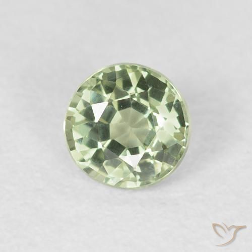 Zafiro Verde muy claro natural de 0.61 ct, Redondo, VVS-VS