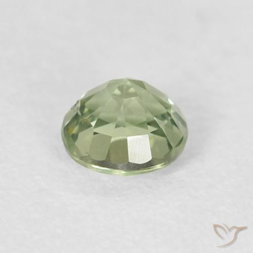 Zafiro Verde muy claro natural de 0.61 ct, Redondo, VVS-VS