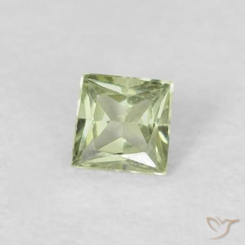 Zafiro Verde pera pálido natural de 0.17 ct, Cuadrado, VVS