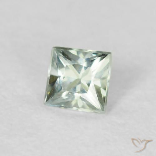 Zafiro Verde azulado natural de 0.19 ct, Cuadrado, VVS