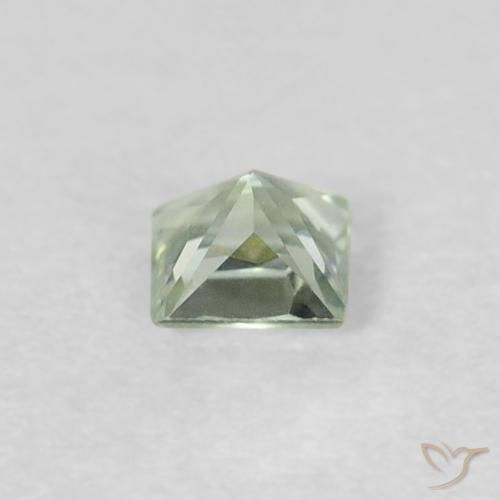 Zafiro Verde azulado natural de 0.19 ct, Cuadrado, VVS