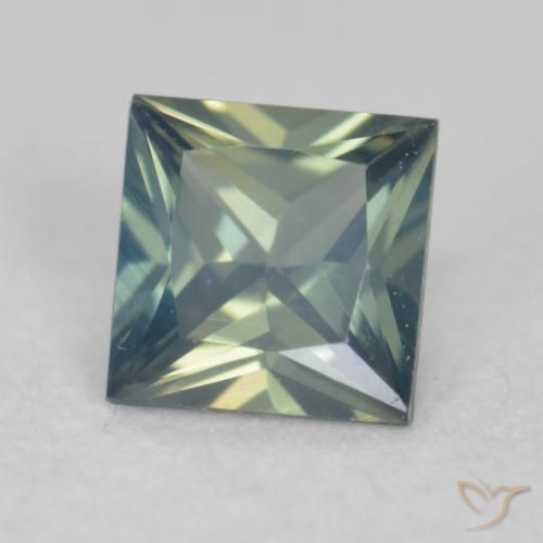 Zafiro Verde azul medio natural de 0.27 ct, Cuadrado, VVS