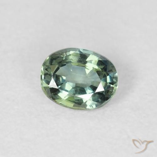 Zafiro Verde claro natural de 0.30 ct, Ovalada, VVS