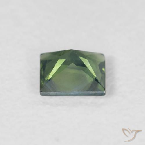 Zafiro Verde amarillento natural de 0.35 ct, Cuadrado, VVS-VS