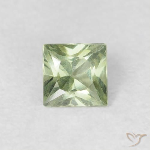 0.18ct Natural Verde muy claro Zafiro, Cuadrado, VVS-VS
