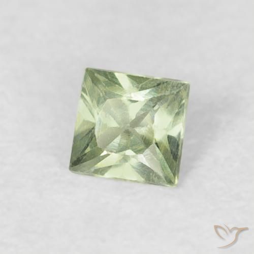 Zafiro Verde muy claro natural de 0.18 ct, Cuadrado, VVS-VS