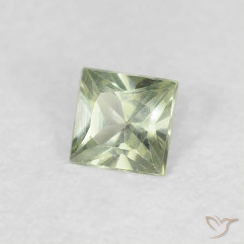 Zafiro Verde claro natural de 0.18 ct, Cuadrado, VVS-VS