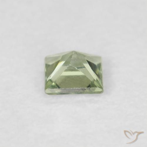 Zafiro Verde claro natural de 0.18 ct, Cuadrado, VVS-VS