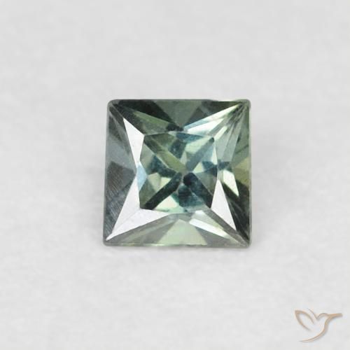 0.16ct Natural Verde grisáceo Zafiro, Cuadrado, VVS-VS