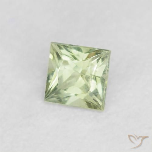 Zafiro Verde salvia muy claro natural de 0.23 ct, Cuadrado, VVS-VS