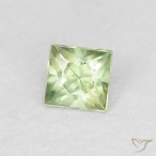Zafiro Verde cálido natural de 0.22 ct, Cuadrado, VVS-VS