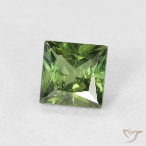 Zafiro Verde bosque natural de 0.39 ct, Cuadrado, VS