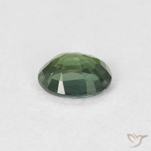 Zafiro Verde oscuro natural de 0.35 ct, Ovalada, VS