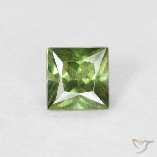 0.20ct Natural Verde medio Zafiro, Cuadrado, VS