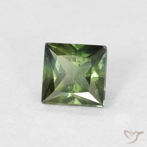 Zafiro Verde marrón natural de 0.47 ct, Cuadrado, VS