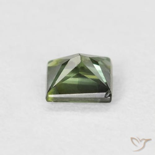 Zafiro Verde marrón natural de 0.47 ct, Cuadrado, VS
