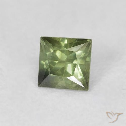 Zafiro Verde medio natural de 0.31 ct, Cuadrado, VS