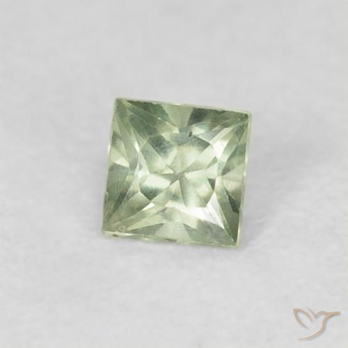 Zafiro Verde claro natural de 0.20 ct, Cuadrado, VS