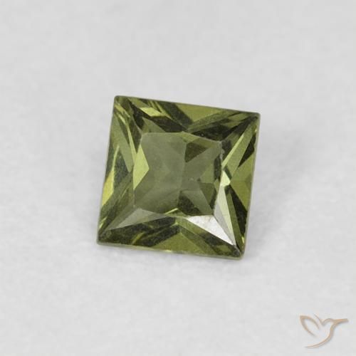 Zafiro Verde bosque cálido natural de 0.33 ct, Cuadrado, VS