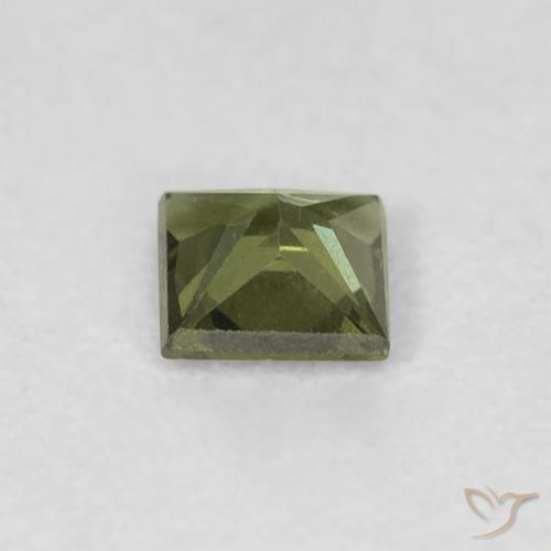 Zafiro Verde bosque cálido natural de 0.33 ct, Cuadrado, VS
