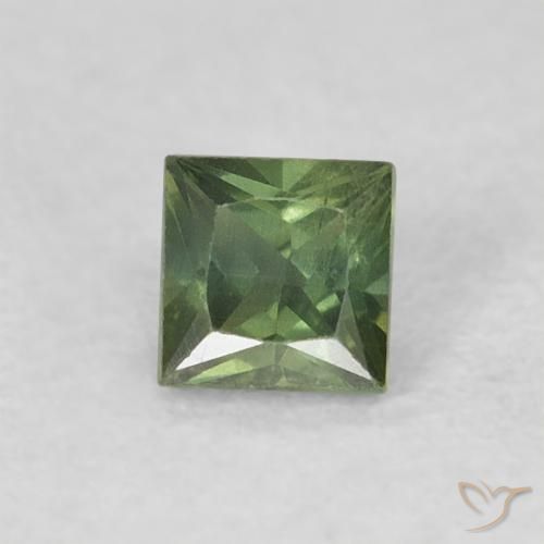 0.33ct Natural Verde terroso Zafiro, Cuadrado, VS