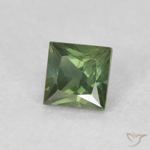 Zafiro Verde terroso natural de 0.33 ct, Cuadrado, VS