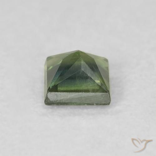 Zafiro Verde terroso natural de 0.33 ct, Cuadrado, VS